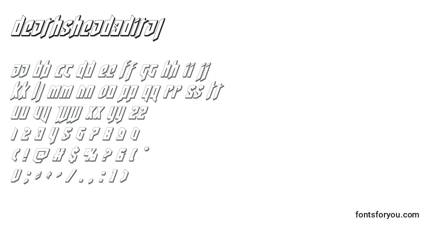 Schriftart Deathshead3dital – Alphabet, Zahlen, spezielle Symbole