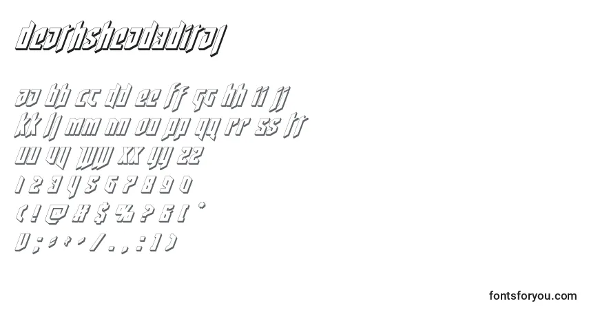 Schriftart Deathshead3dital (124681) – Alphabet, Zahlen, spezielle Symbole