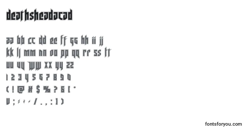 A fonte Deathsheadacad – alfabeto, números, caracteres especiais
