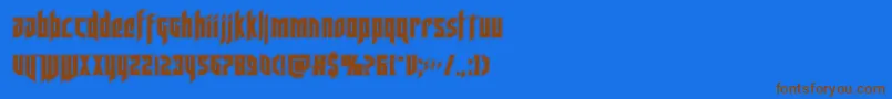 フォントdeathsheadacad – 茶色の文字が青い背景にあります。