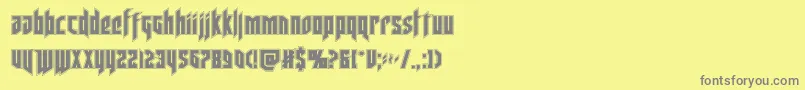 フォントdeathsheadacad – 黄色の背景に灰色の文字