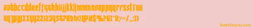 フォントdeathsheadacad – オレンジの文字がピンクの背景にあります。