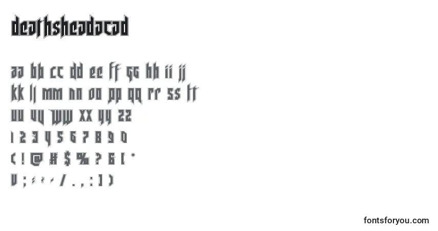 Schriftart Deathsheadacad (124683) – Alphabet, Zahlen, spezielle Symbole