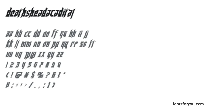 Schriftart Deathsheadacadital (124685) – Alphabet, Zahlen, spezielle Symbole