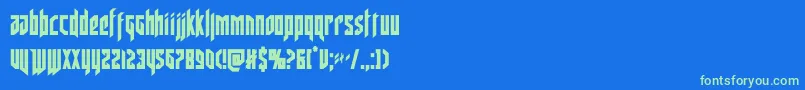 フォントdeathsheadcond – 青い背景に緑のフォント