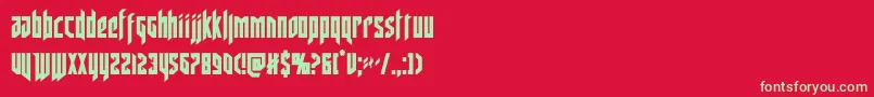 フォントdeathsheadcond – 赤い背景に緑の文字