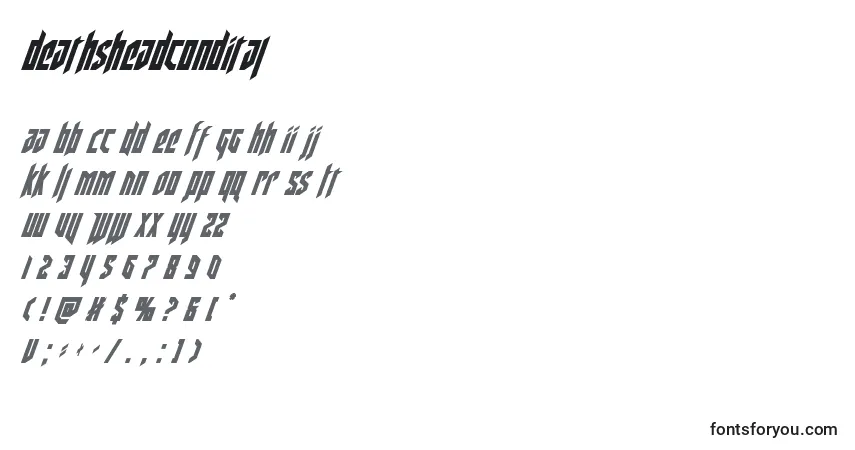 Шрифт Deathsheadcondital (124689) – алфавит, цифры, специальные символы
