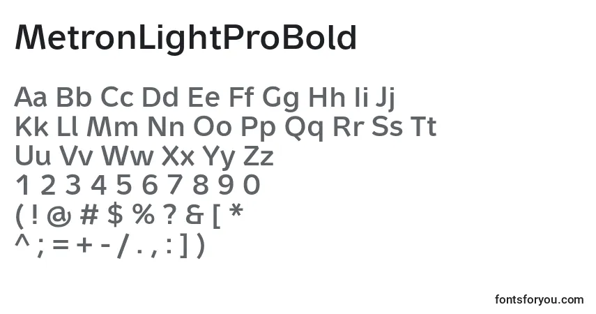 Czcionka MetronLightProBold – alfabet, cyfry, specjalne znaki