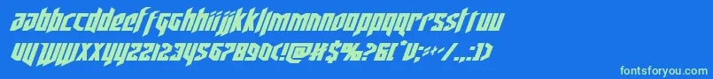 Fonte deathsheadexpandital – fontes verdes em um fundo azul