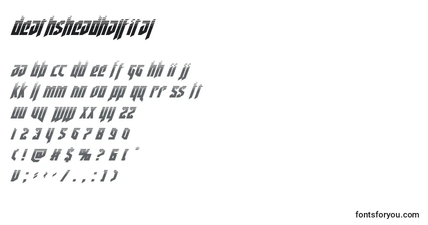 A fonte Deathsheadhalfital – alfabeto, números, caracteres especiais