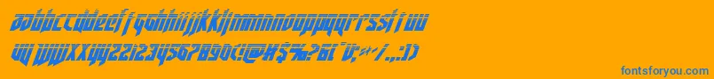 フォントdeathsheadhalfital – オレンジの背景に青い文字