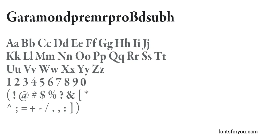 GaramondpremrproBdsubh Font – alphabet, numbers, special characters