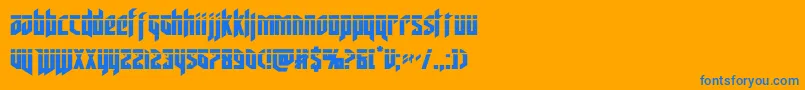 deathsheadlaser-Schriftart – Blaue Schriften auf orangefarbenem Hintergrund
