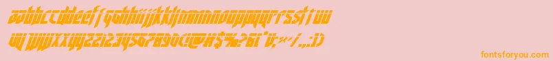 deathsheadlaserital-Schriftart – Orangefarbene Schriften auf rosa Hintergrund