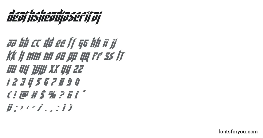 Шрифт Deathsheadlaserital (124703) – алфавит, цифры, специальные символы