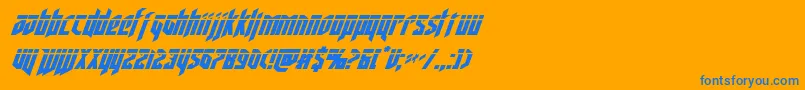 deathsheadlaserital Font – Blue Fonts on Orange Background