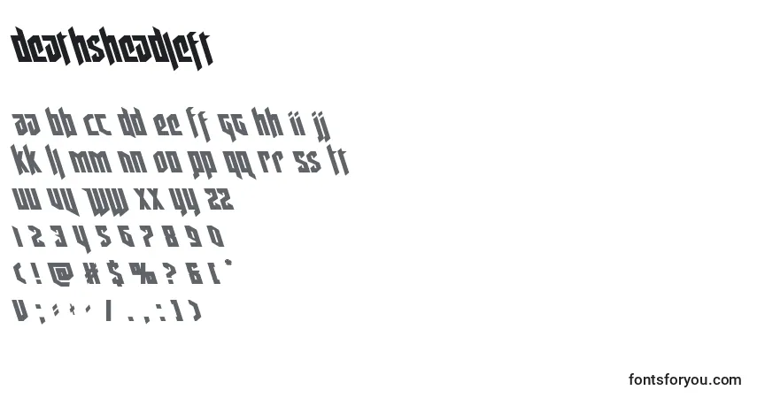 A fonte Deathsheadleft (124705) – alfabeto, números, caracteres especiais