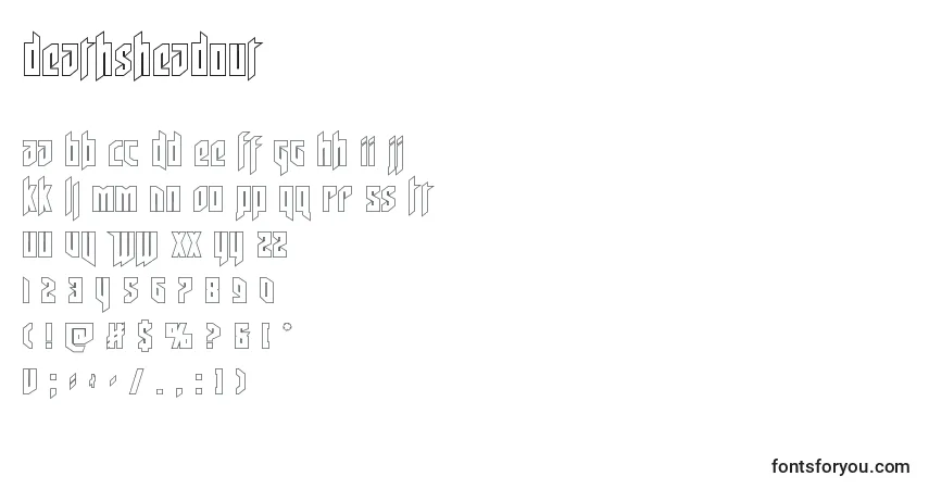 Шрифт Deathsheadout (124707) – алфавит, цифры, специальные символы