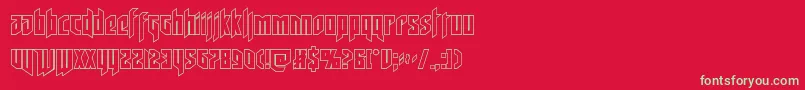 deathsheadout-Schriftart – Grüne Schriften auf rotem Hintergrund