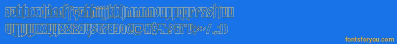 deathsheadout-Schriftart – Orangefarbene Schriften auf blauem Hintergrund