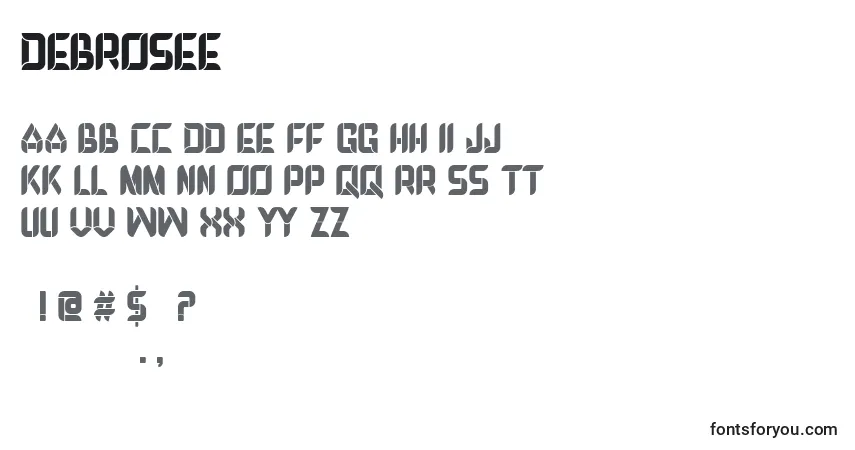 Schriftart DEBROSEE – Alphabet, Zahlen, spezielle Symbole