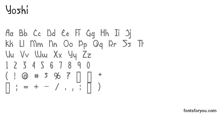 Czcionka Yoshi – alfabet, cyfry, specjalne znaki