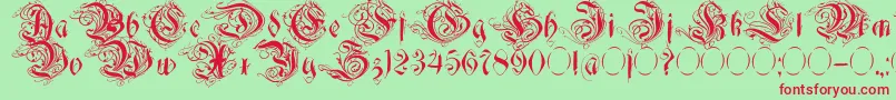 Decadentia Font – Red Fonts on Green Background