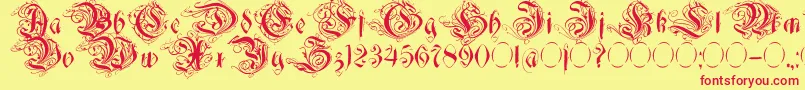 Decadentia Font – Red Fonts on Yellow Background