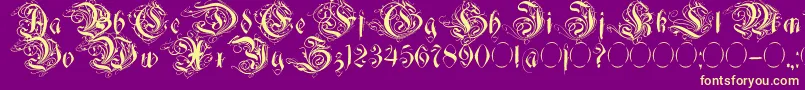 Decadentia Font – Yellow Fonts on Purple Background