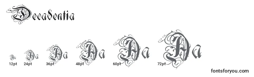 Größen der Schriftart Decadentia (124720)