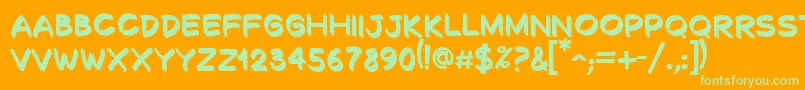 DecalkBold-Schriftart – Grüne Schriften auf orangefarbenem Hintergrund