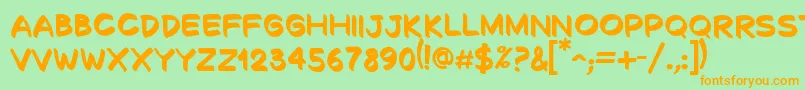 DecalkBold-Schriftart – Orangefarbene Schriften auf grünem Hintergrund