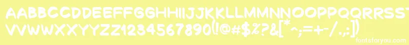 DecalkBold-Schriftart – Weiße Schriften auf gelbem Hintergrund