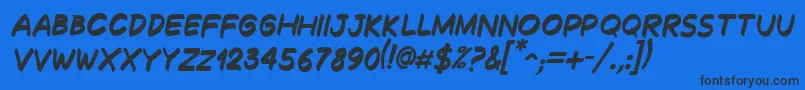 Czcionka DecalkBoldItalic – czarne czcionki na niebieskim tle
