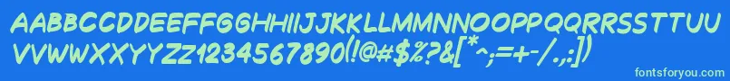 DecalkBoldItalic Font – Green Fonts on Blue Background