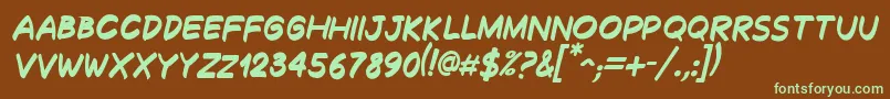 DecalkBoldItalic Font – Green Fonts on Brown Background