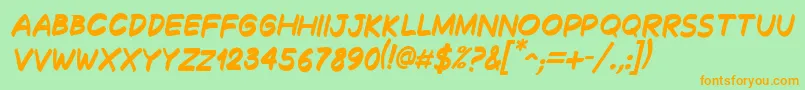 DecalkBoldItalic Font – Orange Fonts on Green Background