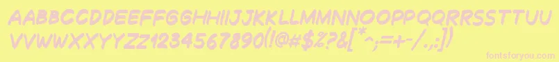 DecalkBoldItalic Font – Pink Fonts on Yellow Background