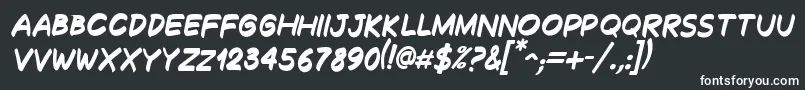 DecalkBoldItalic-fontti – valkoiset fontit mustalla taustalla
