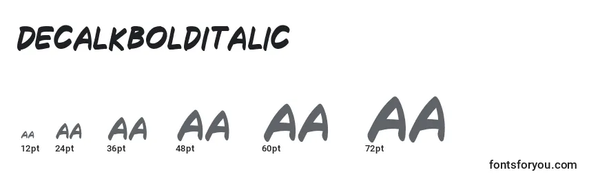 Размеры шрифта DecalkBoldItalic
