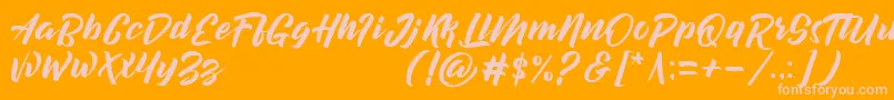 decalled script demo version-Schriftart – Rosa Schriften auf orangefarbenem Hintergrund
