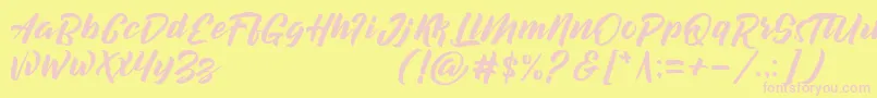 decalled script demo version Font – Pink Fonts on Yellow Background