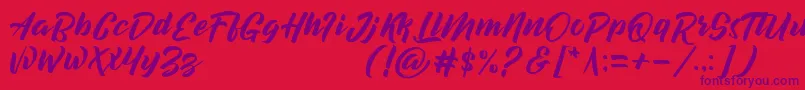 Police decalled script demo version – polices violettes sur fond rouge