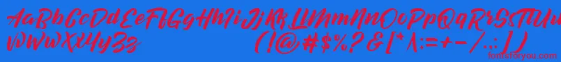 decalled script demo version Font – Red Fonts on Blue Background