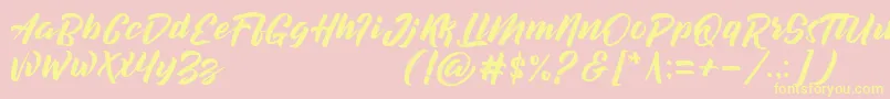 decalled script demo version-Schriftart – Gelbe Schriften auf rosa Hintergrund