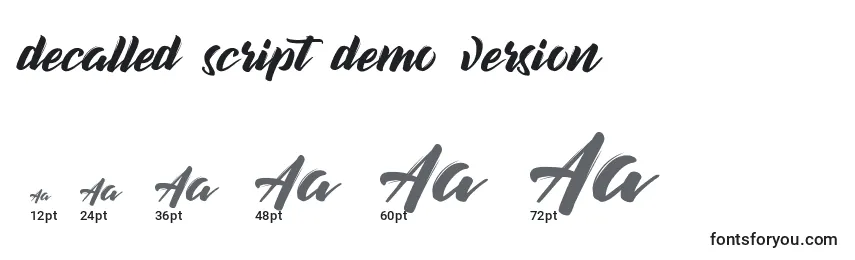 Decalled script demo version Font Sizes