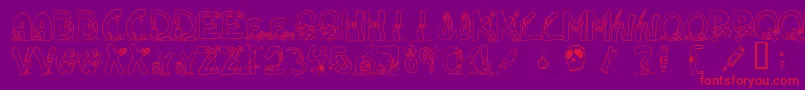 DECAPM  -Schriftart – Rote Schriften auf violettem Hintergrund