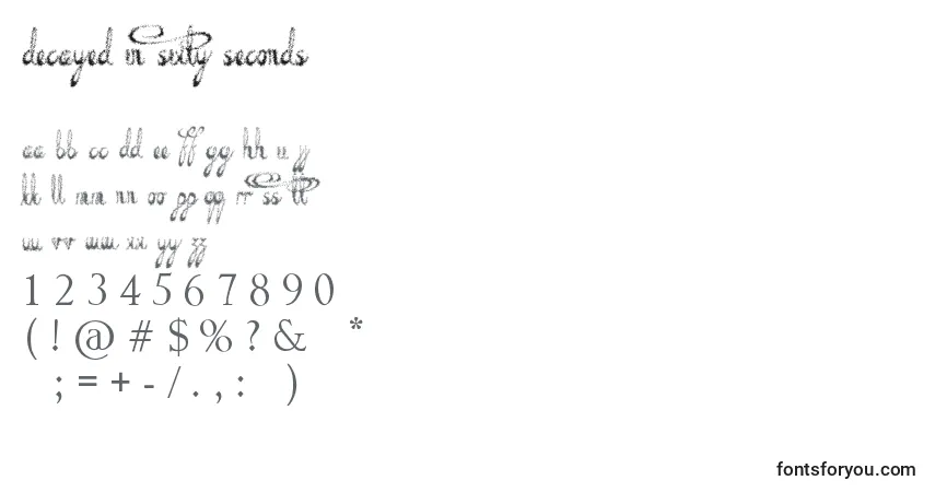 A fonte Decayed in Sixty Seconds – alfabeto, números, caracteres especiais
