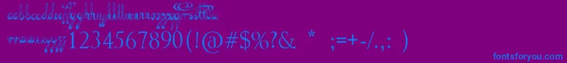 Decayed in Sixty Seconds-Schriftart – Blaue Schriften auf violettem Hintergrund