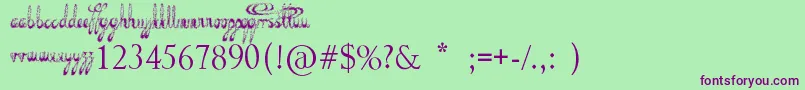Decayed in Sixty Seconds Font – Purple Fonts on Green Background